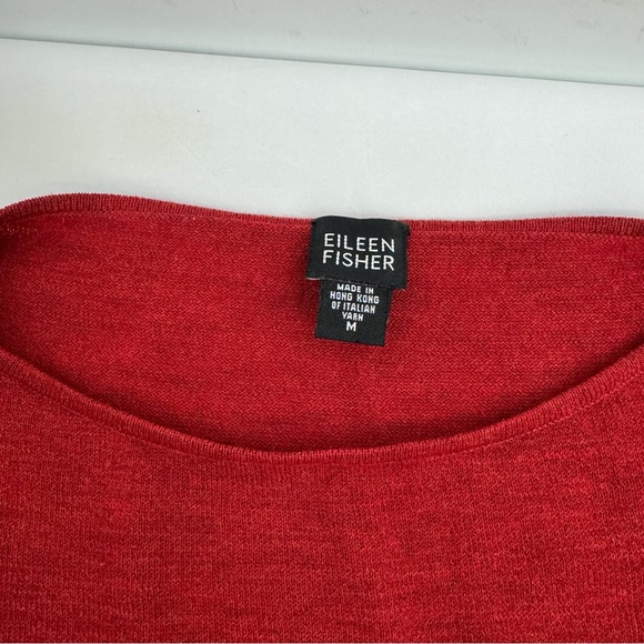 Eileen Fisher Womens Red 3/4 Sleeve 100% Wool Blouse Top Shirt Sz M - Picture 4 of 11